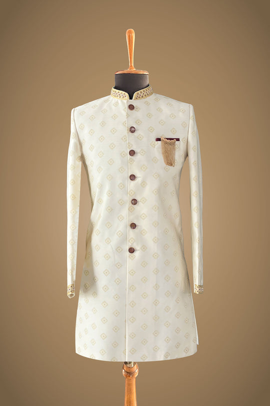 Off-white Sherwani with embroidery