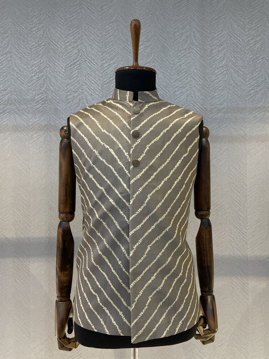 Antique brownish grey Silk Nehru Jacket