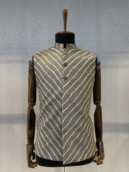 Antique brownish grey Silk Nehru Jacket