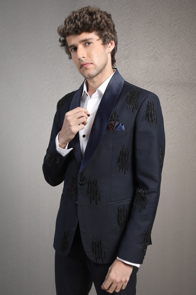 Midnight blue tuxedo for men luxury Clothing