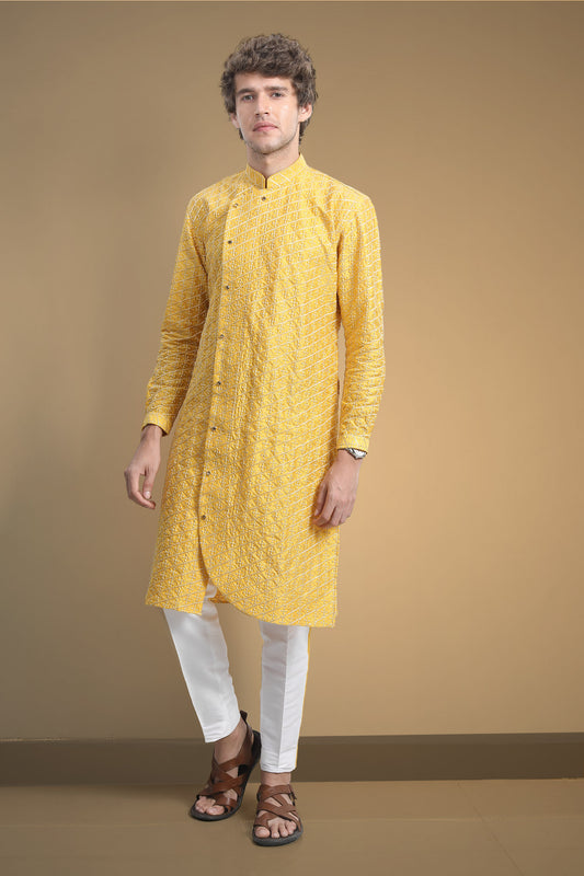 Yellow-kurta luxury Clothing