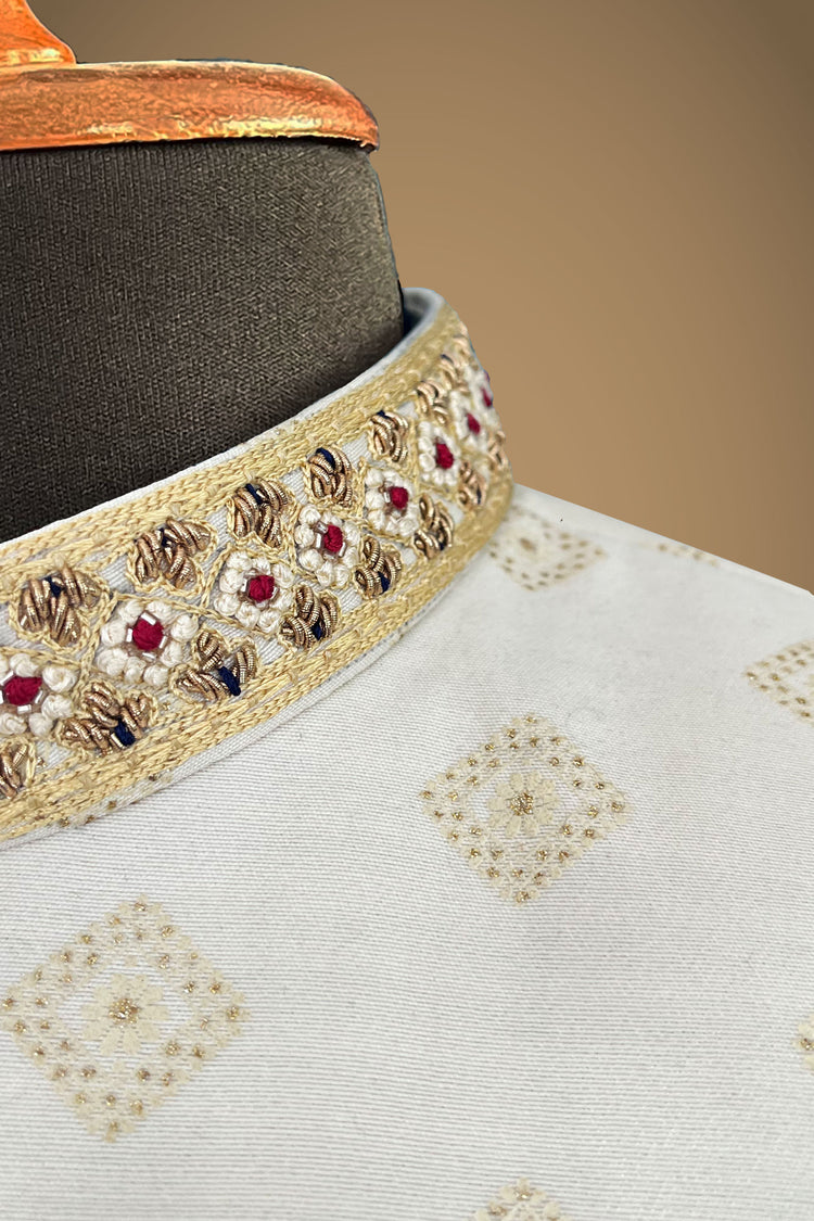 Off-white Sherwani with embroidery