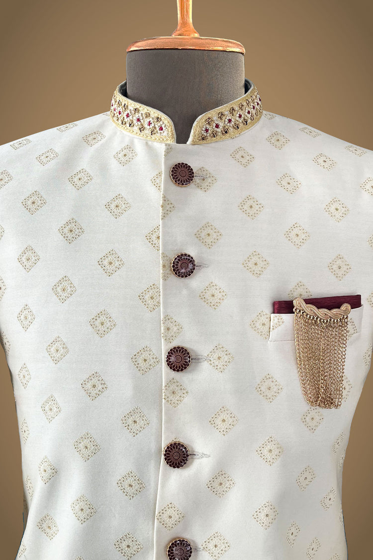 Off-white Sherwani with embroidery
