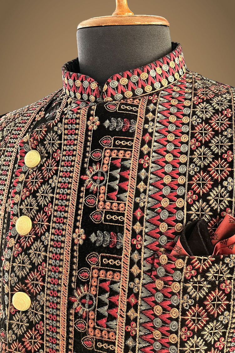 Multicolor velvet Indowestern