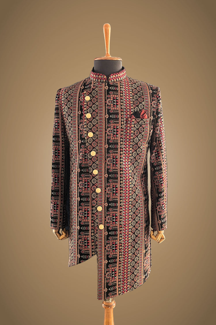 Multicolor velvet Indowestern