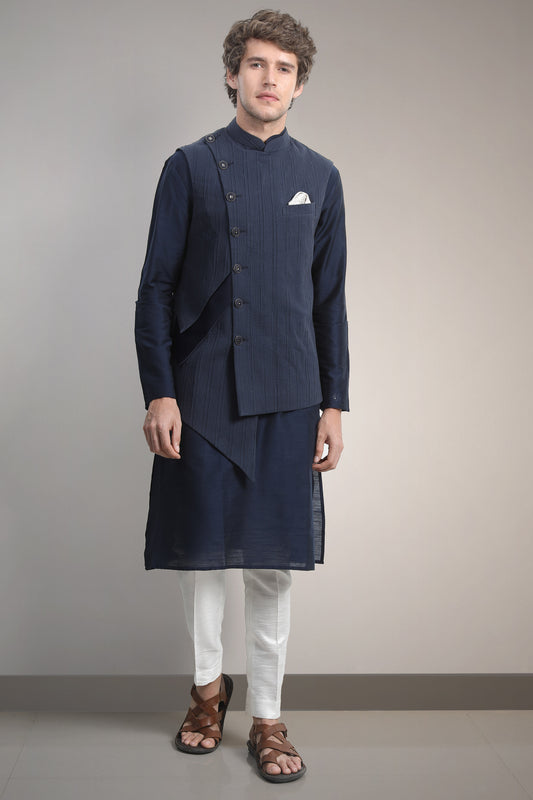 Asymmetric crushed midnight blue bandi