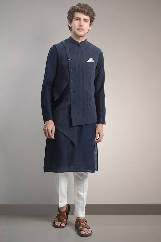 Asymmetric crushed midnight blue bandi