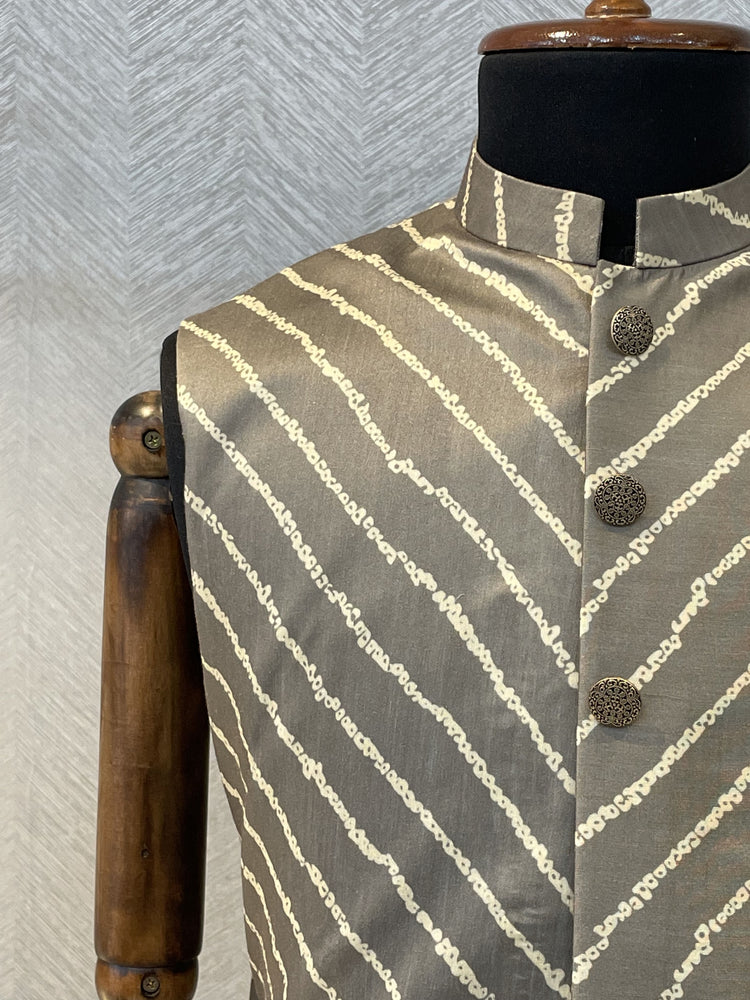 Antique brownish grey Silk Nehru Jacket