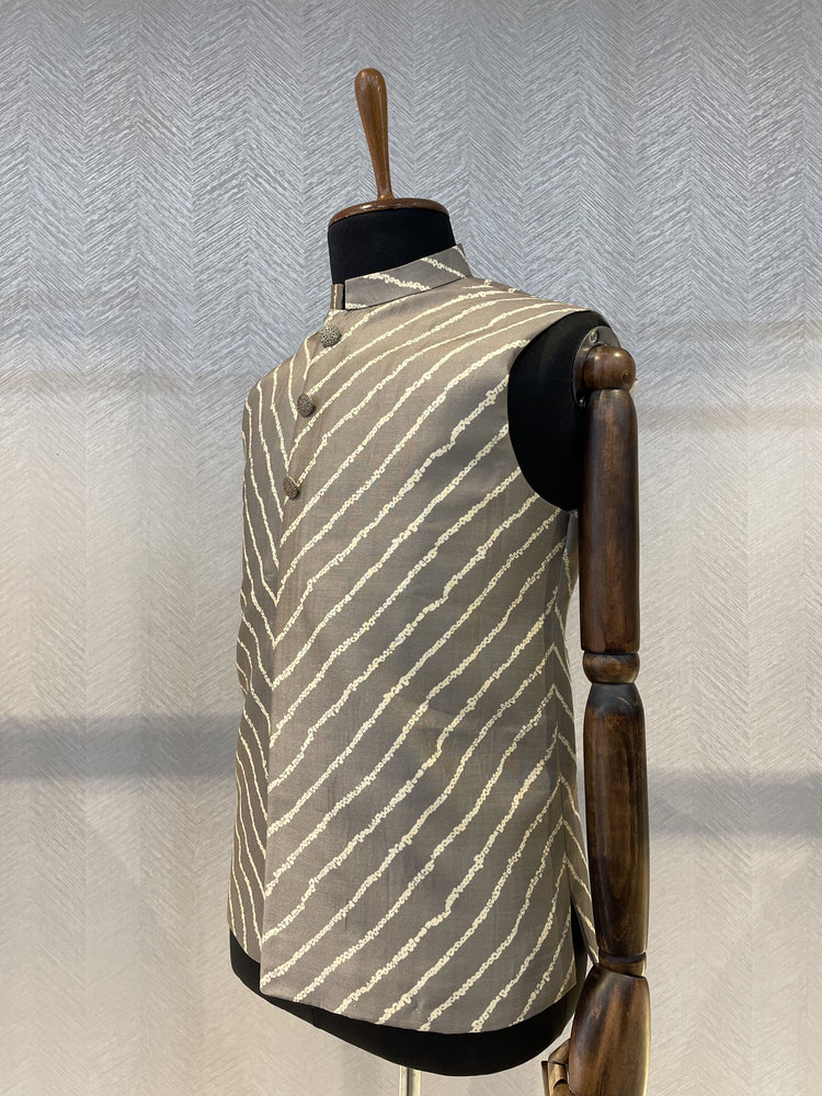 Antique brownish grey Silk Nehru Jacket