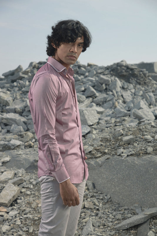 Pastel taffy pink shirt with side overlapped panels