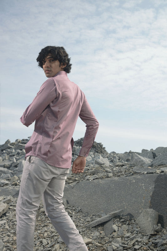 Pastel taffy pink shirt with side overlapped panels