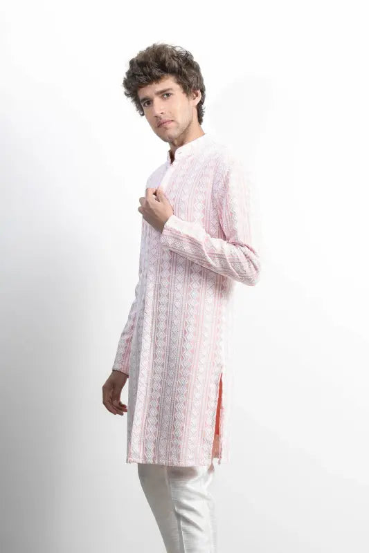 Peach embroidered kurta