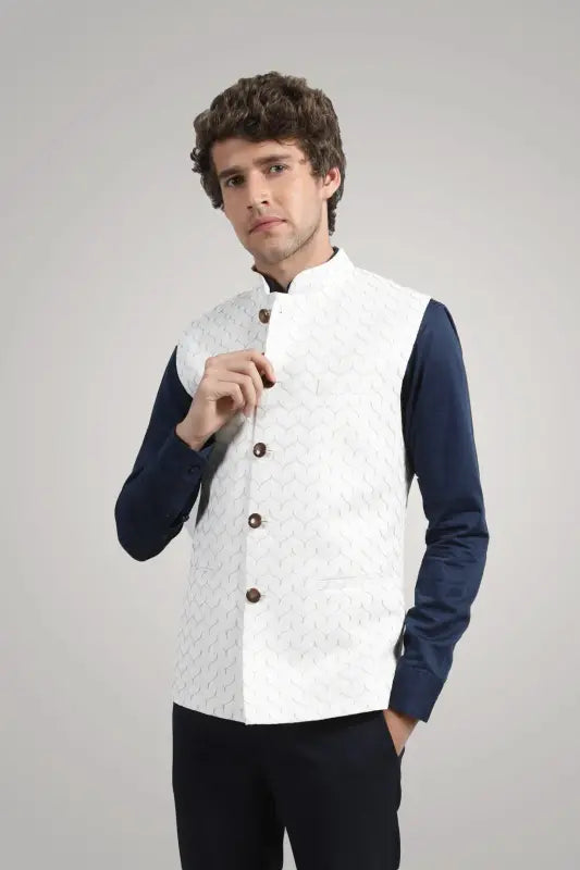 Buy online Blue Printed Nehru Jacket from Jackets for Men by Hangup for  ₹999 at 75% off | 2024 Limeroad.com