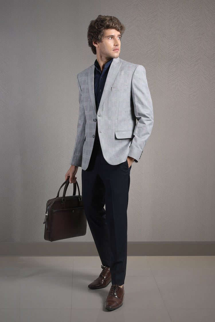 Formal grey checks blazer