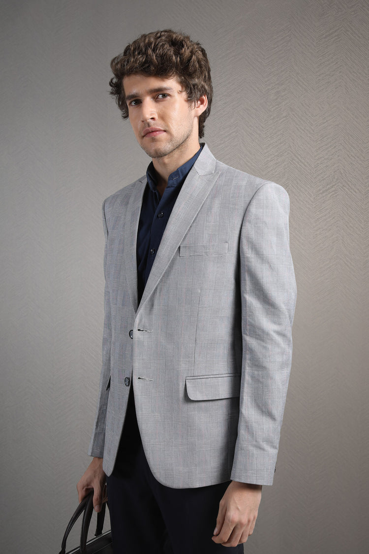 Formal grey checks blazer