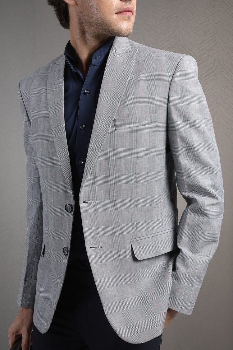 Formal grey checks blazer