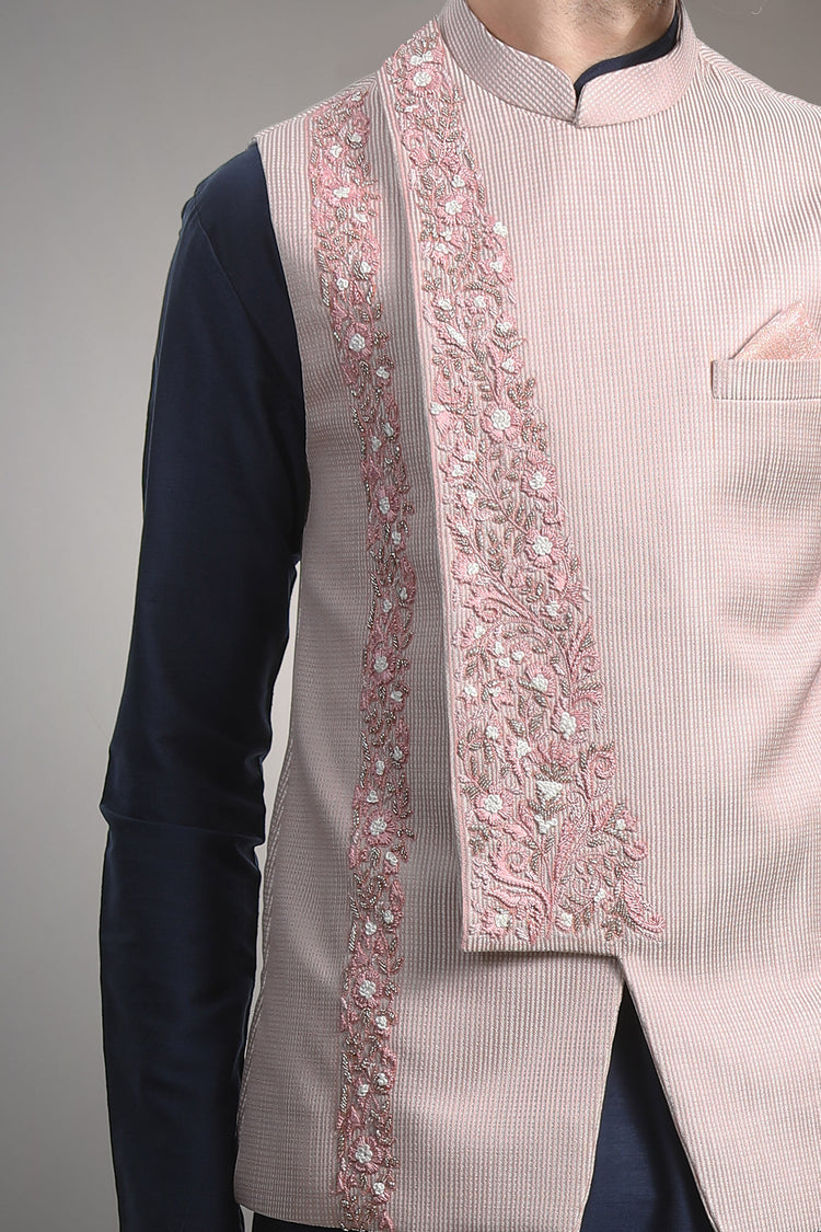 Asymmetric pink Nehru jacket