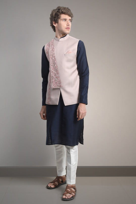 Asymmetric pink Nehru jacket
