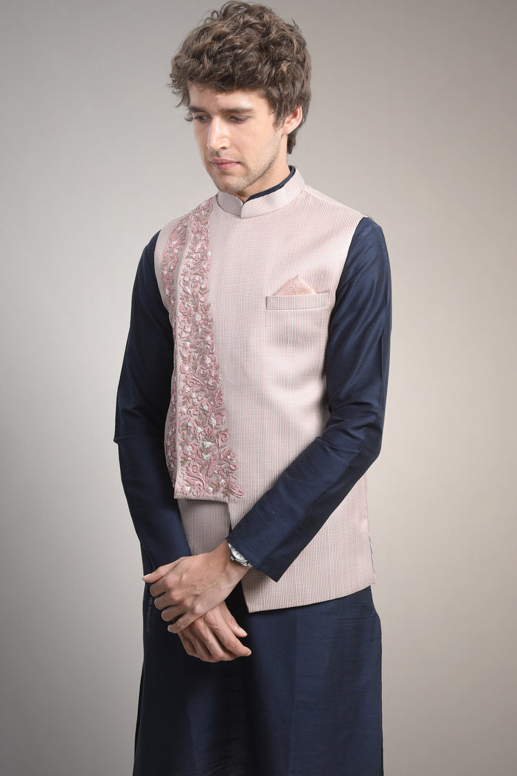 Asymmetric pink Nehru jacket