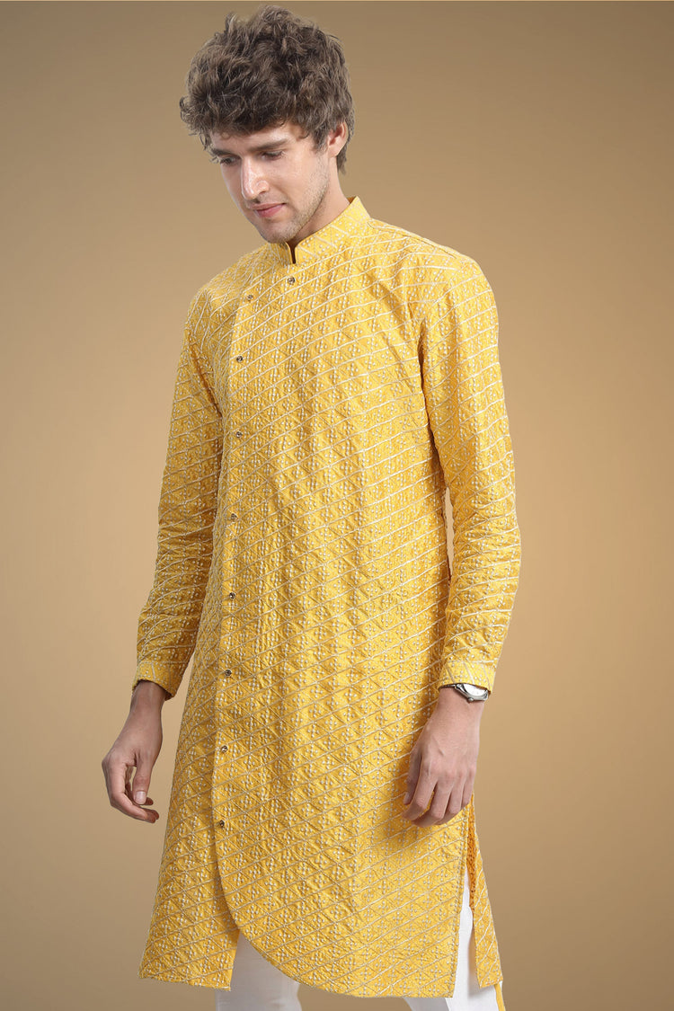 Yellow-kurta luxury Clothing